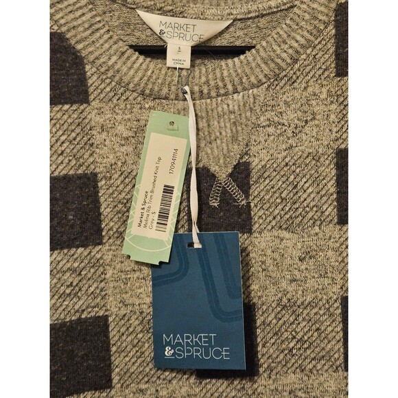Super Soft New with Tags Market & Spruce Small Longsleeve Sweater Black & Grey - Picture 2 of 3